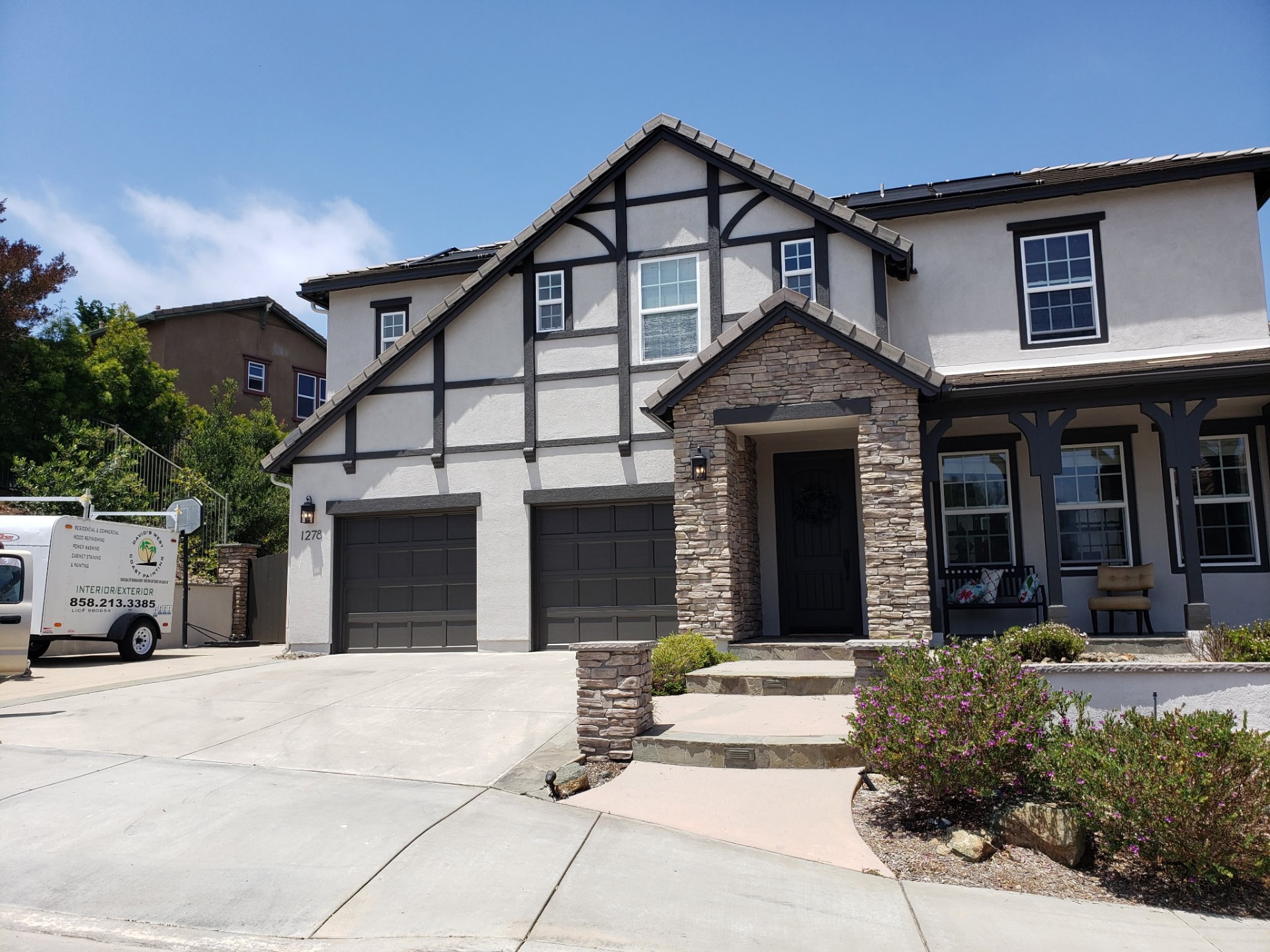 David's West Coast Painting completed Tudor-style home exterior repaint in San Diego